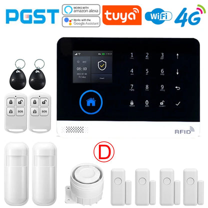 The new smart home security system in 2025, PG-103 4G Tuya APP wireless alarm system, WiFi GSM compatible with all 433MHz wirele