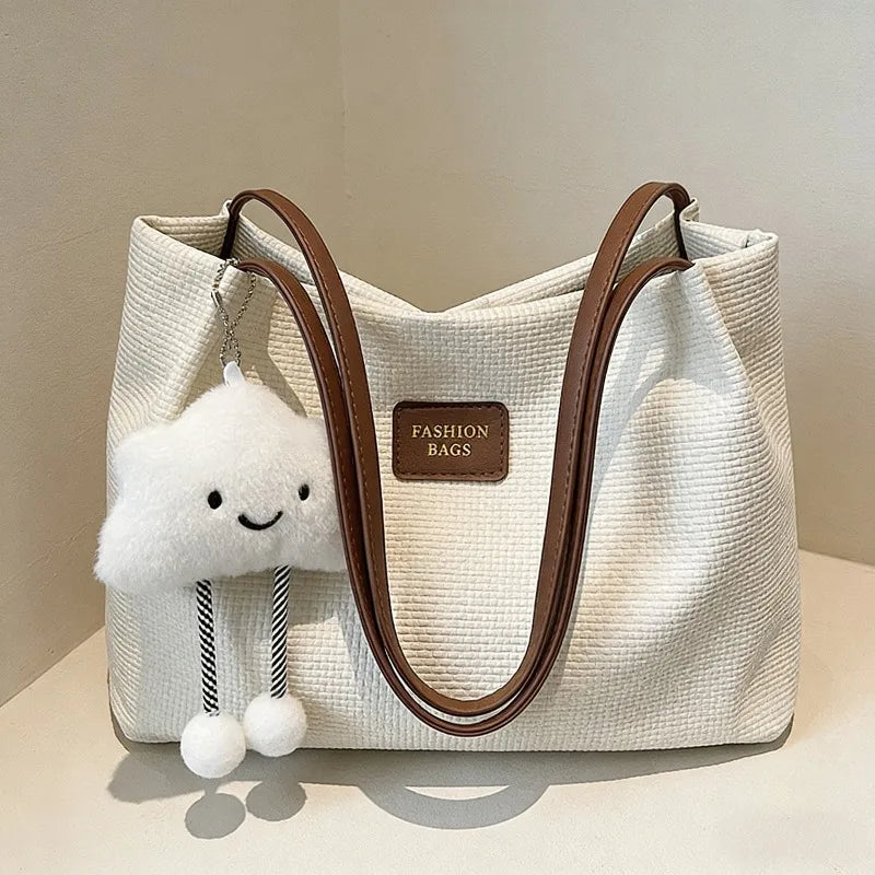New Fall Versatile Simple Shoulder Bag Fashion Commute Tote Bucket Bag