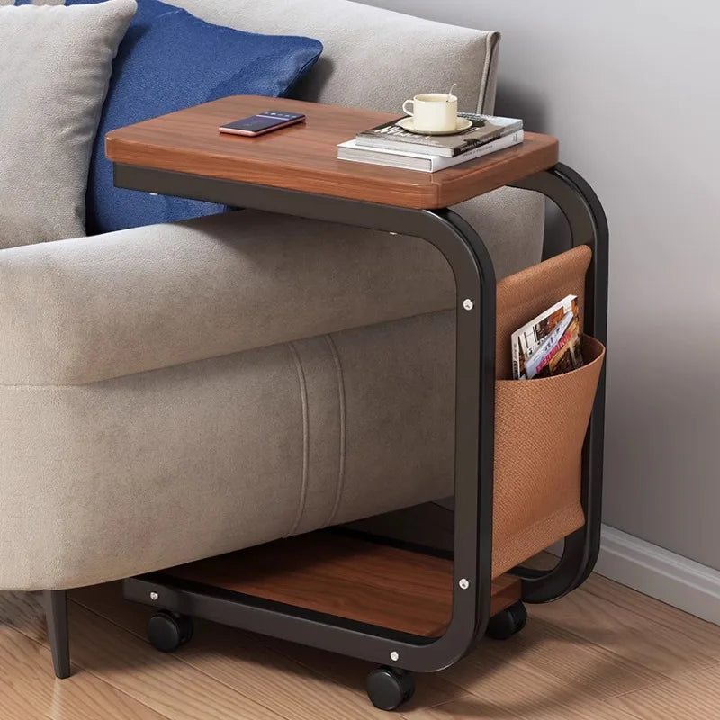 Modern Mobile Coffee Side Table Bedside Nightstand Small Rolling Height Adjustable Sofa End Table Metal Table Furniture Home