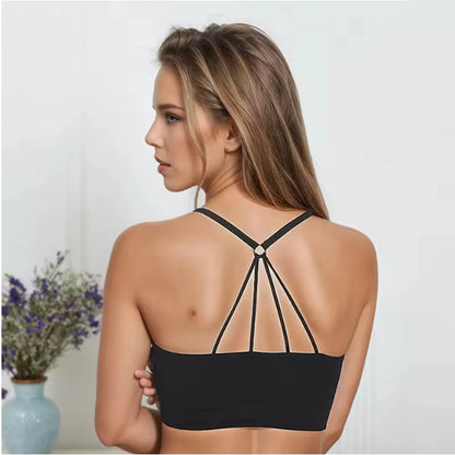 Sports underwear Women Yoga Fitness Seamless Crop Top Wide Letter Straps Comfortable Workout Activewear