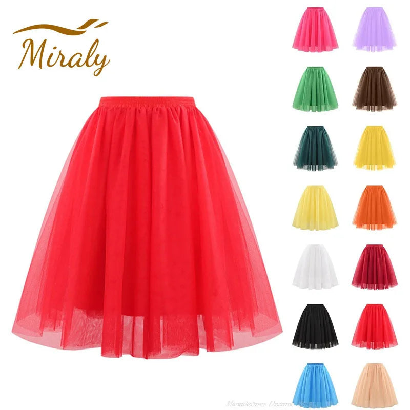 Tutu Skirt Women's 50s Skirt Retro Ballet Dance Skirt 3-Layer Tulle Ballet Rockabilly Petticoat Underskirt Dance Dress Cosplay