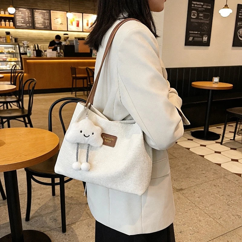 New Fall Versatile Simple Shoulder Bag Fashion Commute Tote Bucket Bag