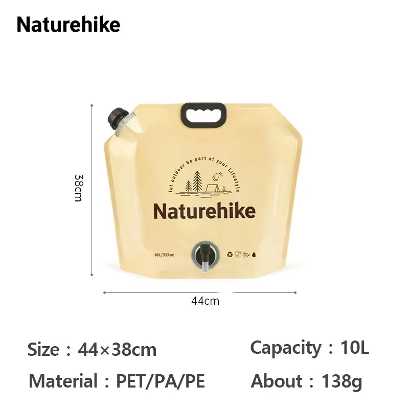 Naturehike Camping Drinking Water Bag 10L Large Capacity Portable Water Bag Folding Water Bucket Bag With Faucet Water Container
