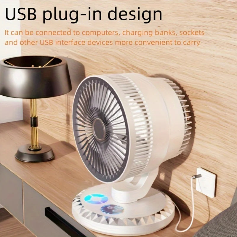 Portable air circulation fan household USB charging small fan, suitable for home, office and kitchen use.