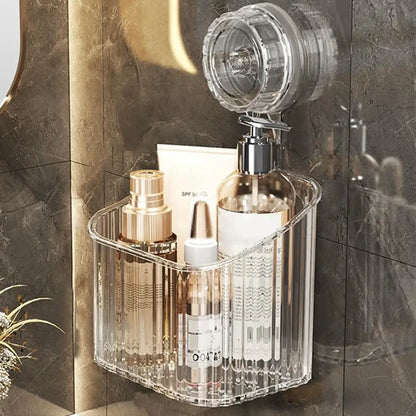 Bathroom Suction Cup Storage Rack Wall Mounted No Punching Storage Box Cosmetics Kitchen  Organizers Multifunctional Storage