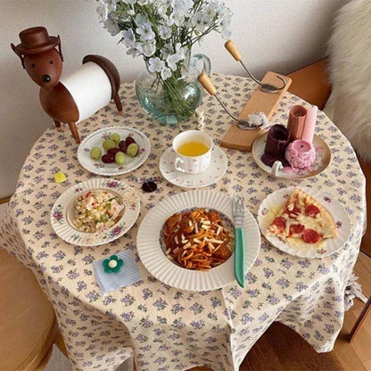 Ins Table Cloth Floral Printed Decoration Floral Cloth Rose Lavender Pattern Desk Cover Bedroom Desk Tablecloth Home Decor 식탁보