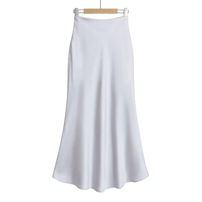 KADUWAKI Summer Long Black Satin Skirts Spring Straight Maxi Champagne Skirts Elegant Women Satin Silk Skirts Long Brown 니트 스커트