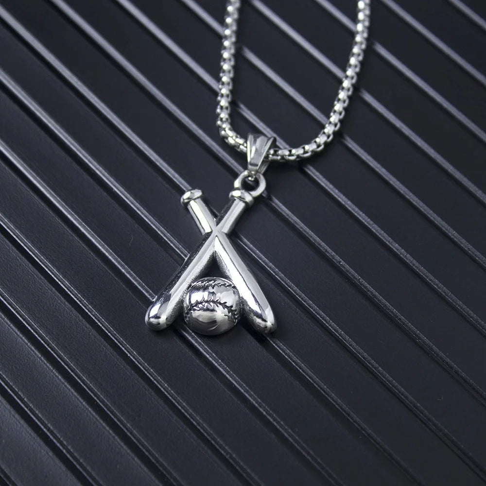 Simple and Fashionable Baseball Bat Pendant Necklace, Suitable for Men and Women, Creative Niche Street Party Accessories