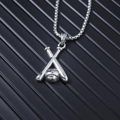 Simple and Fashionable Baseball Bat Pendant Necklace, Suitable for Men and Women, Creative Niche Street Party Accessories