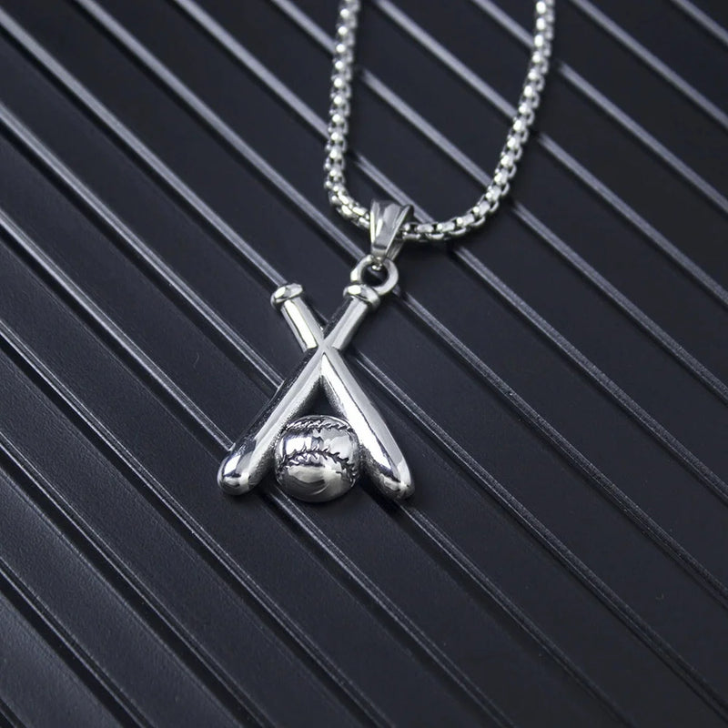 Simple and Fashionable Baseball Bat Pendant Necklace, Suitable for Men and Women, Creative Niche Street Party Accessories