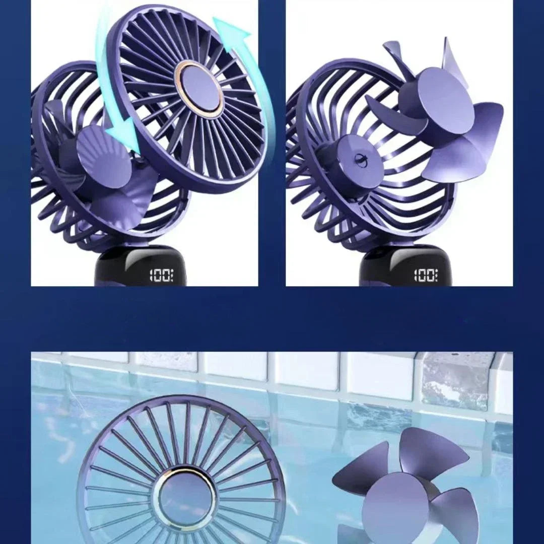 Portable Handheld Personal Rechargeable Fan LED Digital Display 90°Adjustable  Rechargeable Fan , 5 Speed Wind Mini Aromatherapy