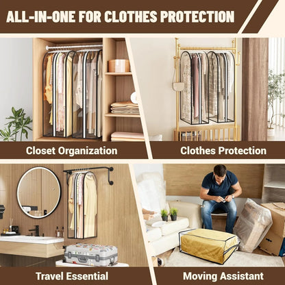 Garment Bags for Hanging Clothes 40” Long,Clear Suit Bags for Closet Storage, Travel Covers with 10"Gussets for Coat Dress Shirt
