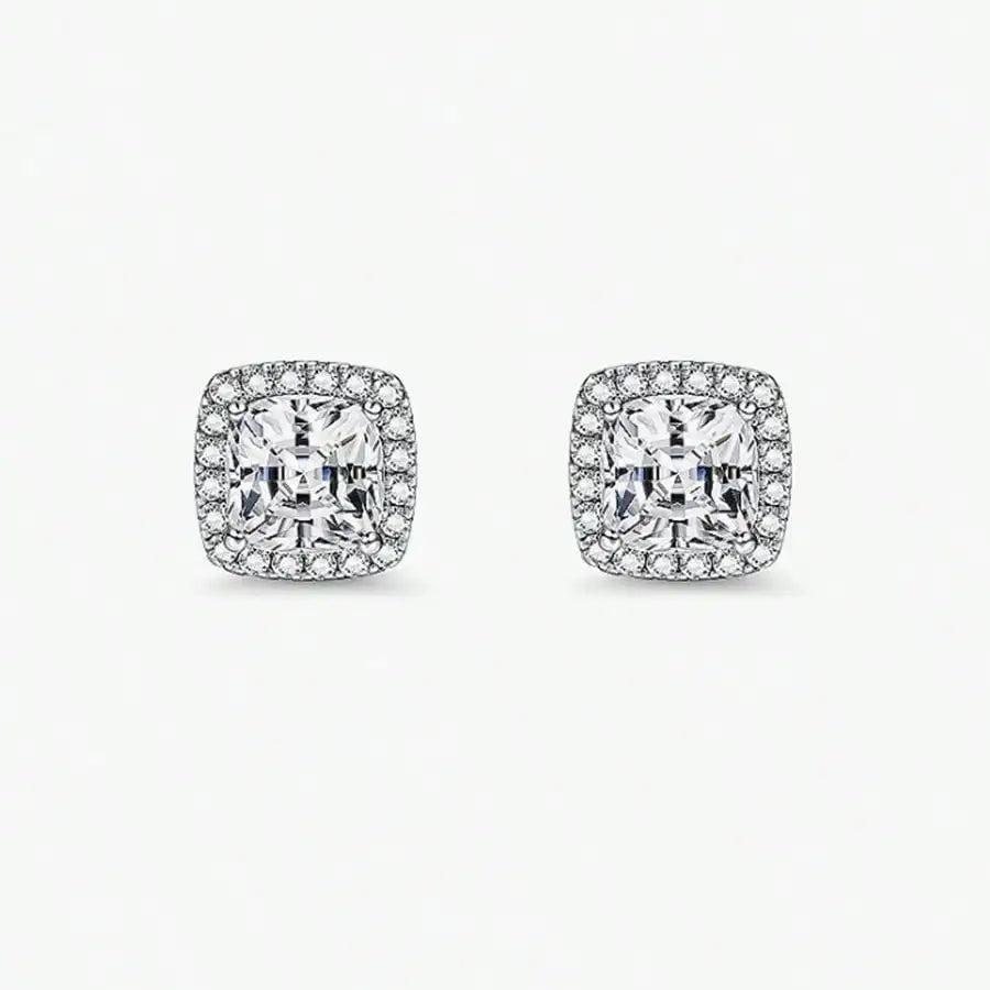 4-Piece Fashionable Micro-Inlaid Cubic Zirconia Women'S Stud Earrings, Gift For Festival