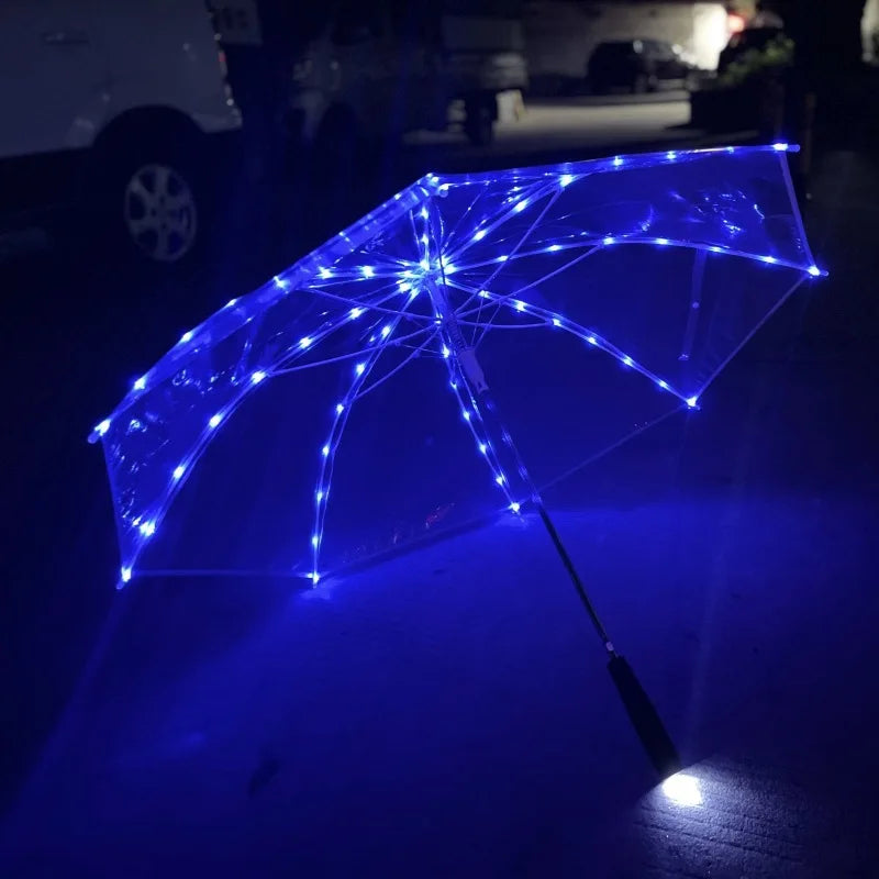 Holiday Party Supplies Luminous White Umbrella Wedding Decorative Props Christmas LED Light Umbrella Glowing For Night Party