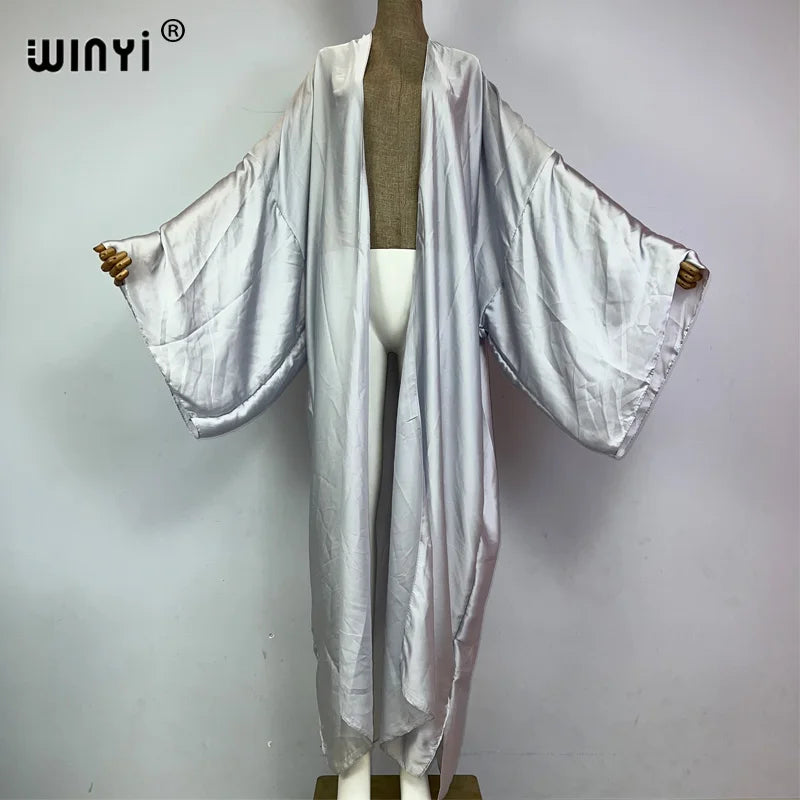 WINYI kimono boho monocolour kaftans beach wear Elegant купальник Holiday beach outfits for women cover ups comfortable dress