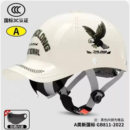 New motorcycle helmet sunshade, electric bicycle riding motorcycle breathable retro hard duckbill cap semi helmet fashionable