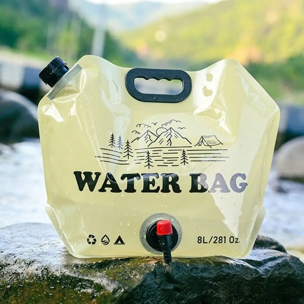 Outdoor Hiking Camping Water Bag with Faucet Camping Supplies Folding Water Bucket Bag 8L Large Capacity Portable