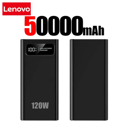 Lenovo 200000mAh LED Digital Display Power Bank High Capacity 120W Super Fast Charging Portable External Battery For IPhone NEW