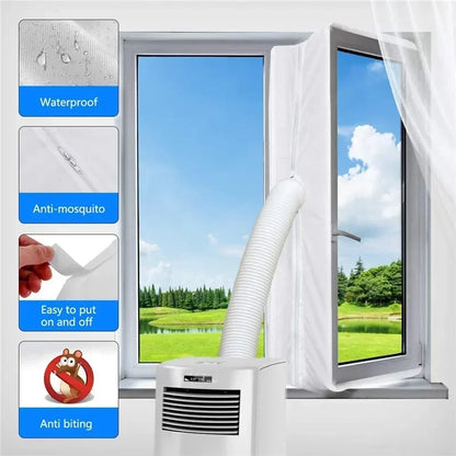 Air Lock Window Seal for Portable Air Conditioner, 3/4/5M Flexible Cloth Sealing Plate Window Seal with Zip and Adhesive Fast