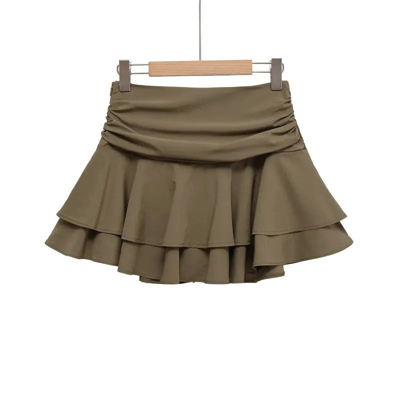 Casual Summer 2025 Women's Midi Skirt with Lace Hemline in Tee Colors A-Line Silhouette Slim Fit Sle for Casual Ocns