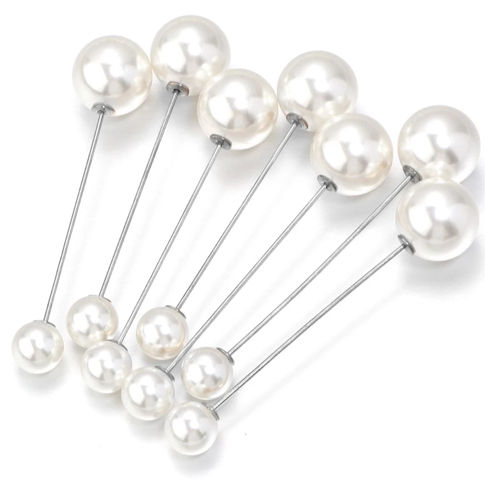 10pcs Imitation Pearl Brooch Pins 38/54/73mm Beige Double Pearl Safety Pins For Jewelry Making Party DIY Clothing Accessories