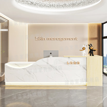 Customized Equipment Reception Desk Beauty Simple Creative Aesthetic Reception Desks Trendy Luxury Mostrador Office Furniture