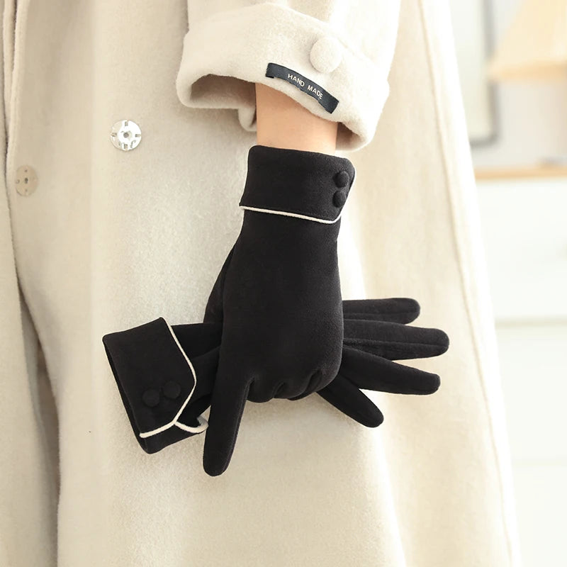 1 Pair of Women's Warm Gloves, Suitable for Women, with Velvet Lining, Windproof and Cold-Resistant, Available in Multiple Colors, Elegant and Stylish Gloves