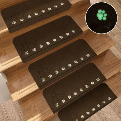 Durable Luminous Stair Mats Self Adhesive Non-slip Stair Carpet Pad Washable Water Absorbent Soft Floor Mat