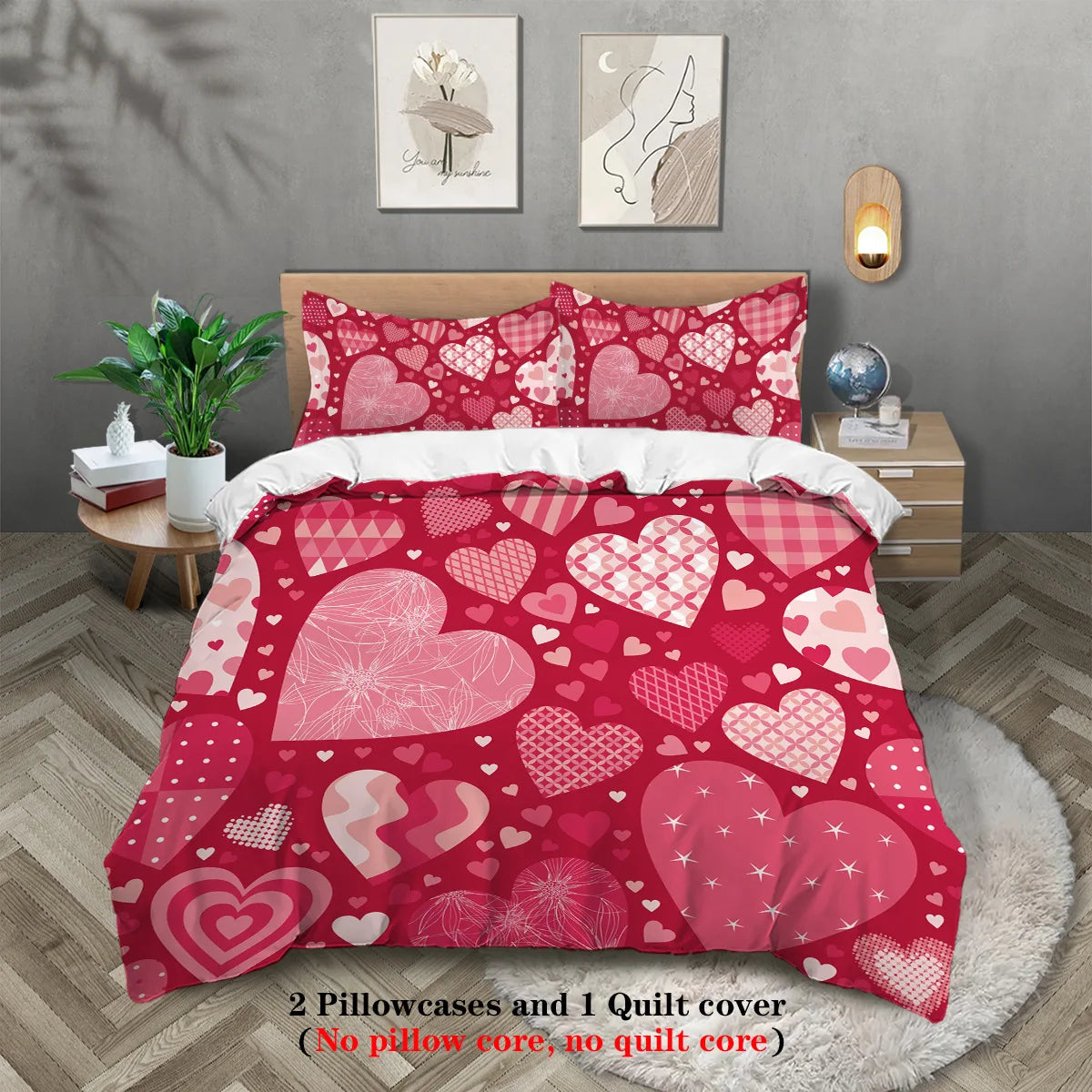 Luxury 3PC Comforter Bedding Set - Soft Microfiber Bedspread Cover with Duvet Cover Pillowcases Bed Sheet Sets for Double/King