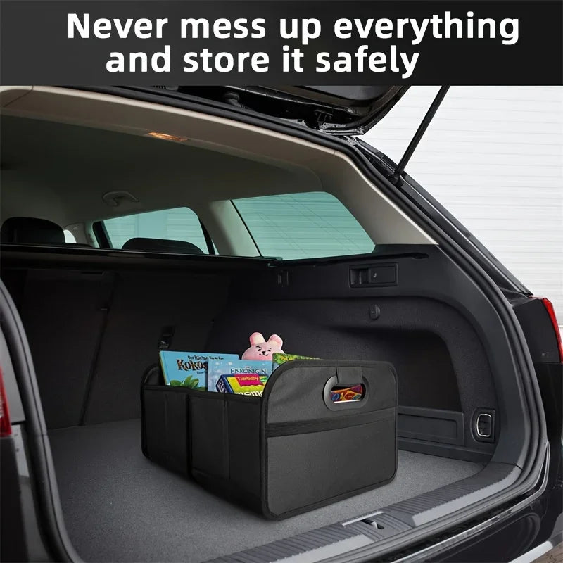 Car Trunk Organizer, Collapsible Compartment Car Organizer, Space-Saving, Foldable Waterproof for All Cars, SUVs, Mini-Vans