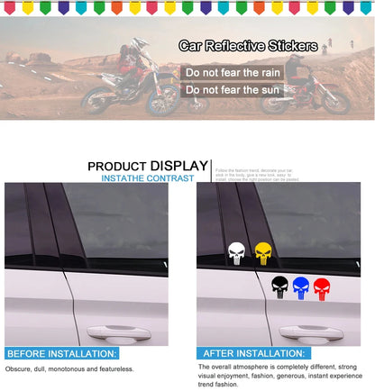 Skull Stickers Car Waterproof Decal Reflective Vinyl Punisher Sticker for Auto Door Window Rearview Mirror Bumper Decoration