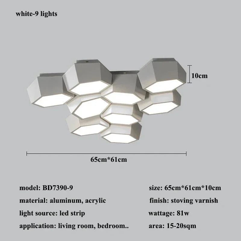 Modern Geometry Led Ceiling Lamp Living Room Chandeliers Lighting Bedroom Dimmable Lamparas Nordic Home Decor Lights Luminaria