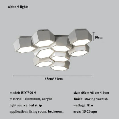 Modern Geometry Led Ceiling Lamp Living Room Chandeliers Lighting Bedroom Dimmable Lamparas Nordic Home Decor Lights Luminaria