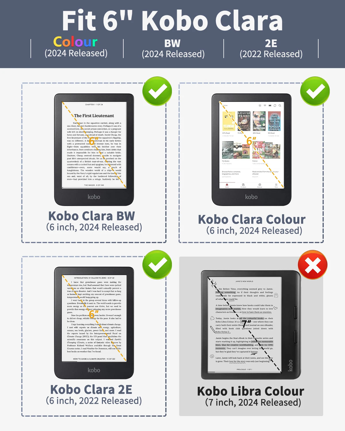 MoKo Case for Kobo Clara BW/Clara Colour/Clara 2E 6",Ultra Slim Lightweight with Auto Wake/Sleep Cover Folio Case for Kobo Clara