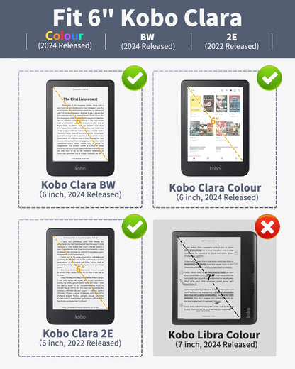 MoKo Case for Kobo Clara BW/Clara Colour/Clara 2E 6",Ultra Slim Lightweight with Auto Wake/Sleep Cover Folio Case for Kobo Clara