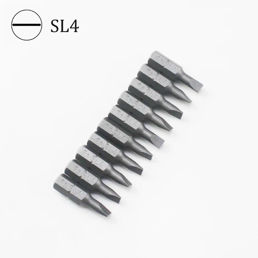 10Pcs 1/4" 25mm Slotted SL2.5-SL7 Screwdriver Bit Set Repair Tools Screwdrivers Kit Hex Shank Drill Bit For Power Household Tool