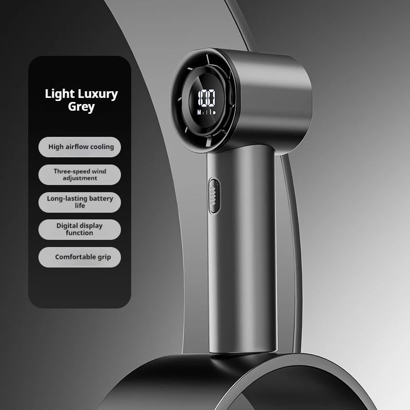 Portable Mini Handheld Fan with LED Display Semiconductor Refrigeration 100 Speeds USB Rechargeable Battery Outdoor Fan