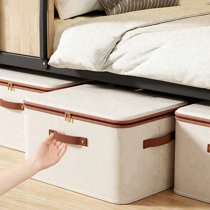 Foldable Clothes Storage Box, Closet Organizer Container with Handle and Zipper,Suitable for Wardrobe, Closet,Blanket (Washable)