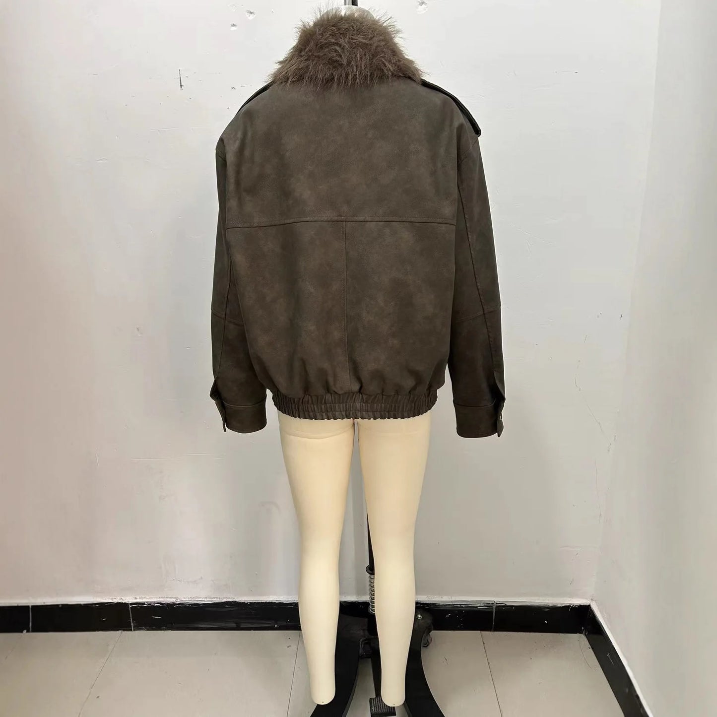Detachable Collar Faux Suede Effect Jacket Outerwear Winter New Style Women's Fashionable Commute Style Polyester Blend