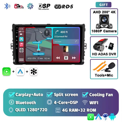 Android 16 Car Radio GPS Navigation QLED Carplay Auto Multimedia Stereo Player For Volkswagen VW Polo Plus Jetta MK7 T6 Passat