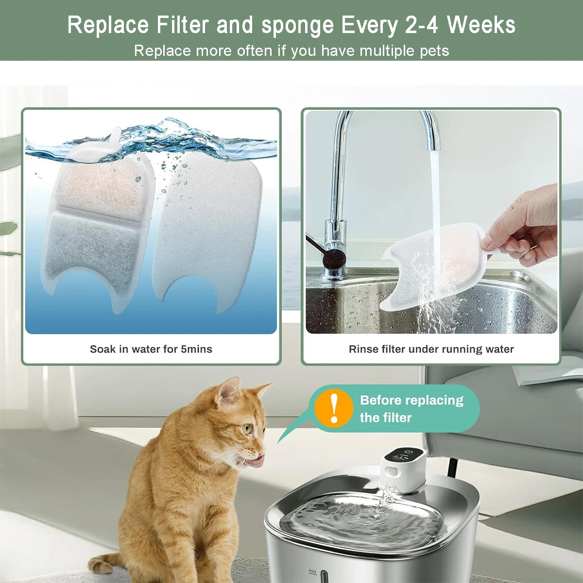 Replacement Filters Pet Cat Water Dispenser Filters Accessorie Replacement Filters for Cat Water Fountain Activated Carbon