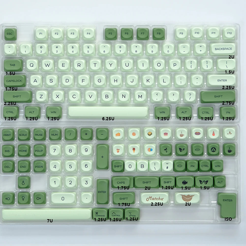 KBDiy 143 Keys/Set Russian Japanese Korean Matcha Keycap Green KOA PBT Keycaps for Mechanical Keyboard Caps for GMK67 GMK64 61