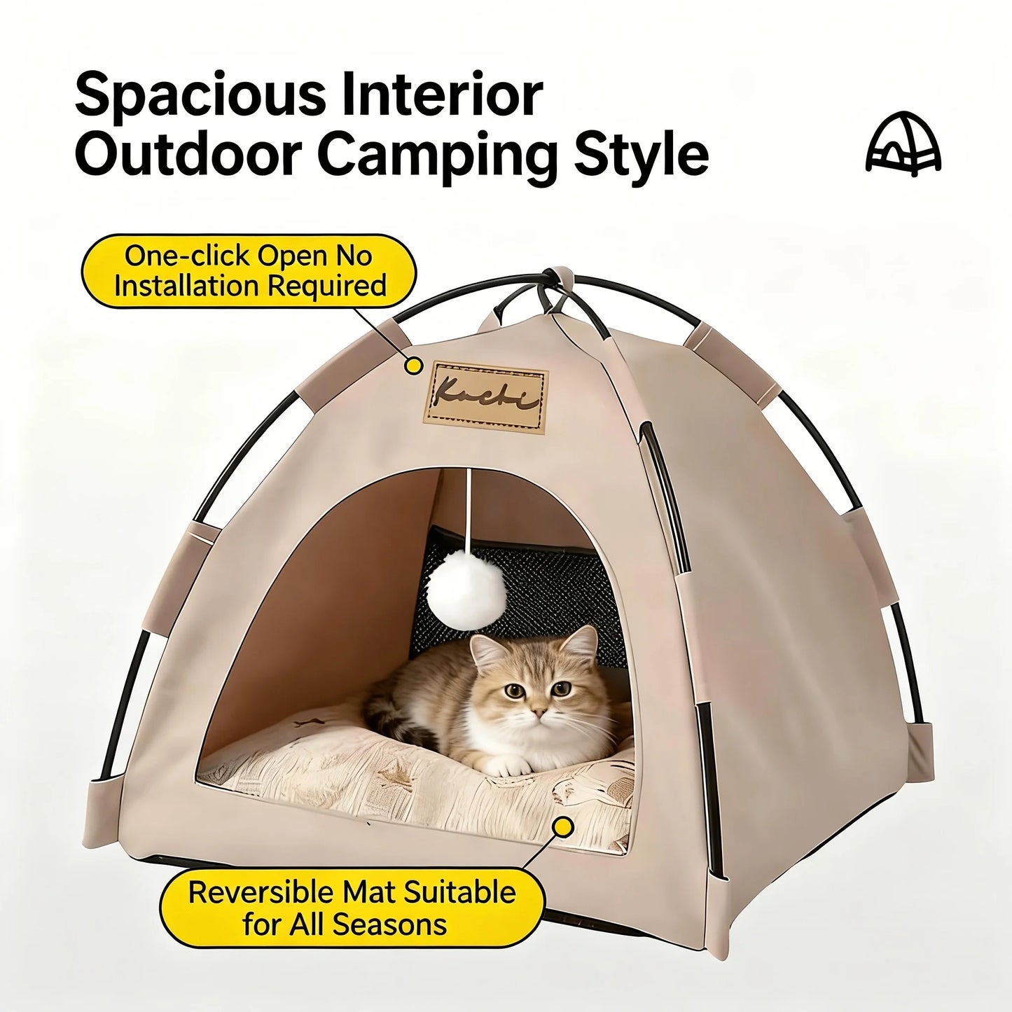 Portable Foldable Pet Tent Semi-Enclosed Breathable Design All Season Comfort Pet Bed for Cat Puppy Indoor Outdoor