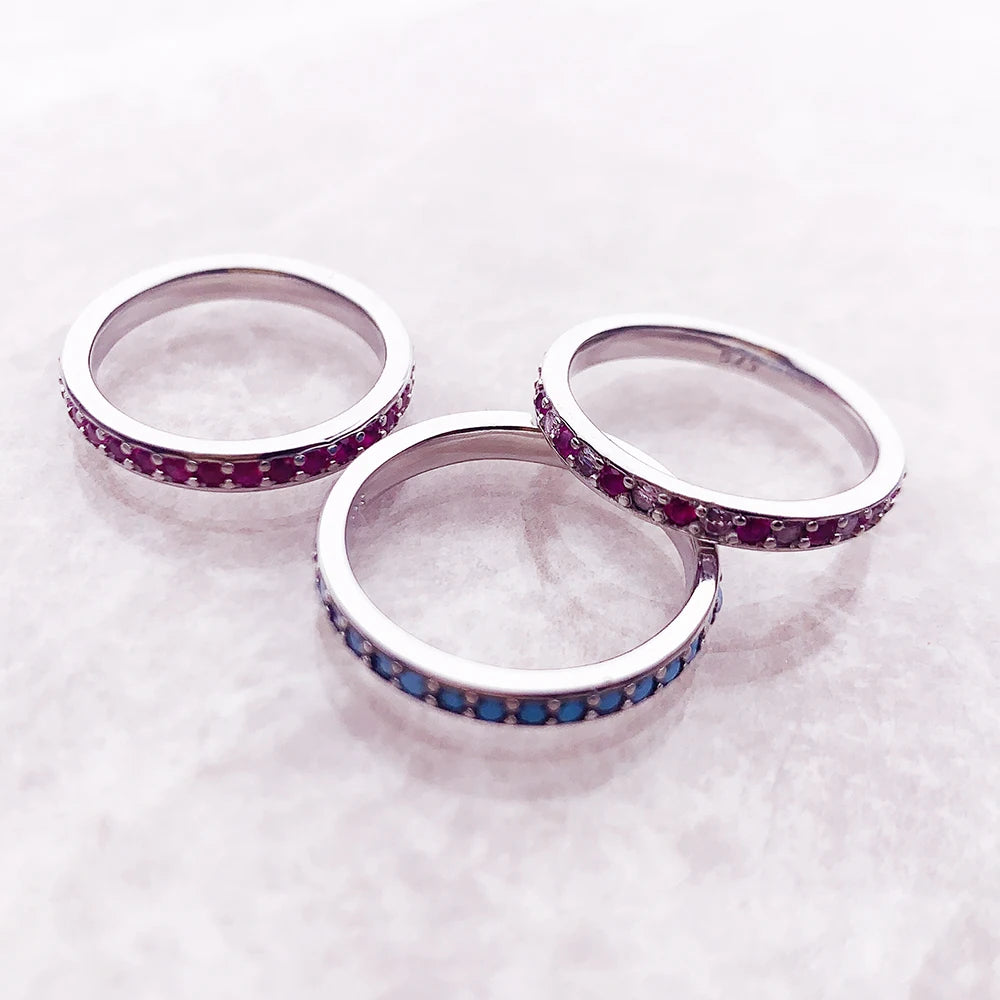 Ring Elegance Colourful Stones Europe Romantic Fine Jewelry For Women Brand New Real 925 Sterling Silver Gift