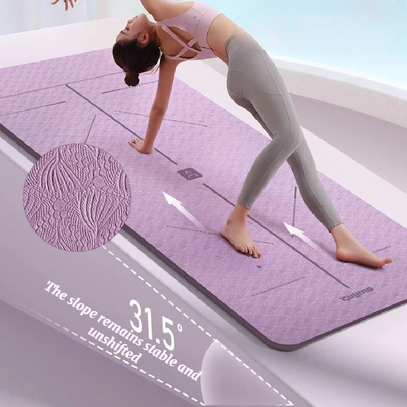 Double layer yoga mat, thickened anti slip skipping rope mat, widened fitness mat, household outdoor yoga mat and auxiliary prod