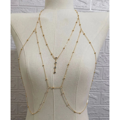 Metal Body Bust Chain Jewelry for Women Sexy Style Hollow Bikini Ladies Breast Crystal Body Chain Decoration Fashion Jewelry