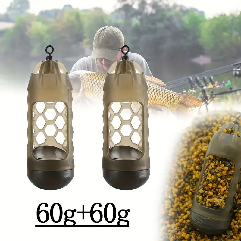 2/3pc Carp Fishing Feeder with Weight | Light Brown High-Density Polymer Bait Holder for Efficient Distribution & Easy Loading
