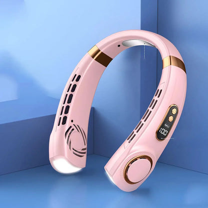 JKUOO Neck Fan Rechargeable, Personal Portable Fan Battery Operated, Hands Free Wearable USB Neck Cooling Fan for Indoor Outdoo