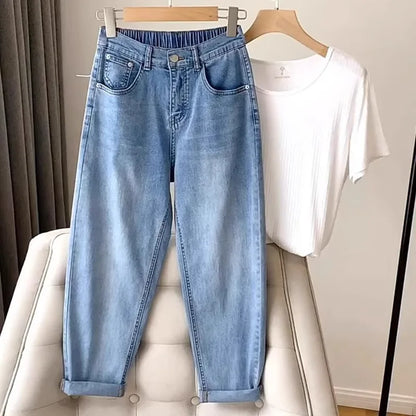 Summer New Sle Thin Large Size Women's Jeans Loose Covering Meat Harlan Pants Trendy Pear ape Body Fat Sister MM