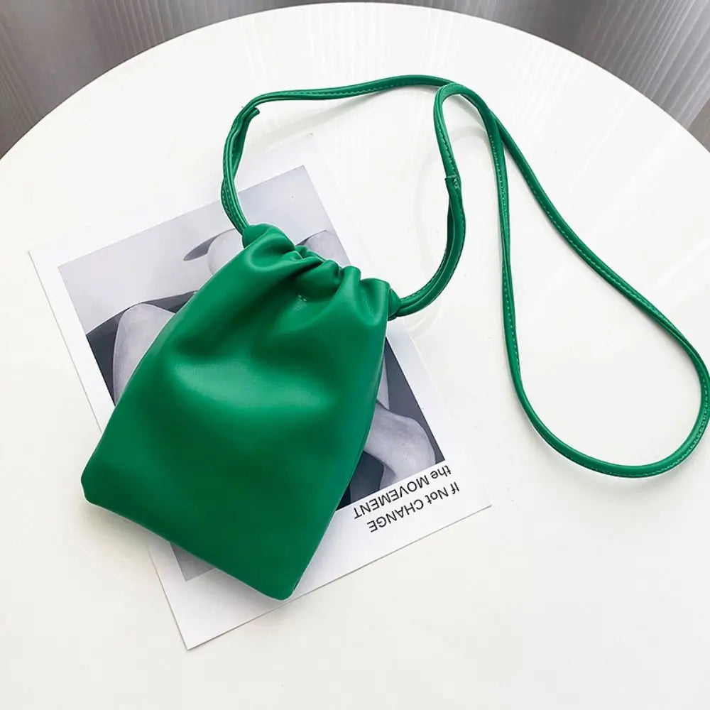 New Pu Leather Women Handbags Large Capacity Candy Color Crossbody Bags Solid Flap Mini Bucket Bag